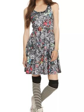 marvel comics skater dress MARVEL COMICS DEADPOOL BLACK SKATER DRESS LADIES JR SIZE SMALL NEW LAST 1 LEFT